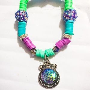 Multicolored Clay Bead Mermaid Charm Bracelet